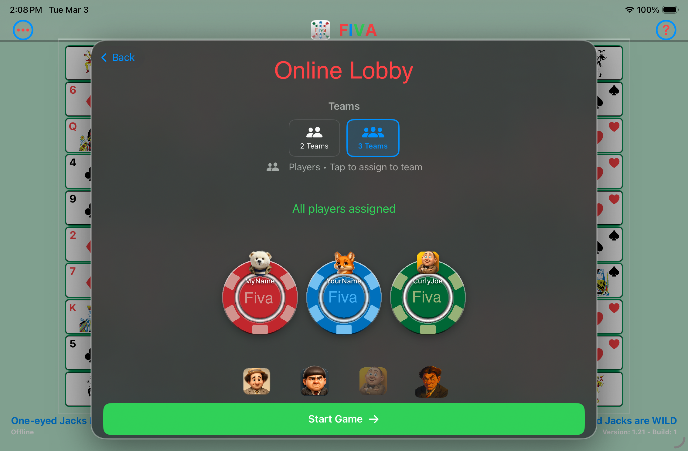 Online game lobby